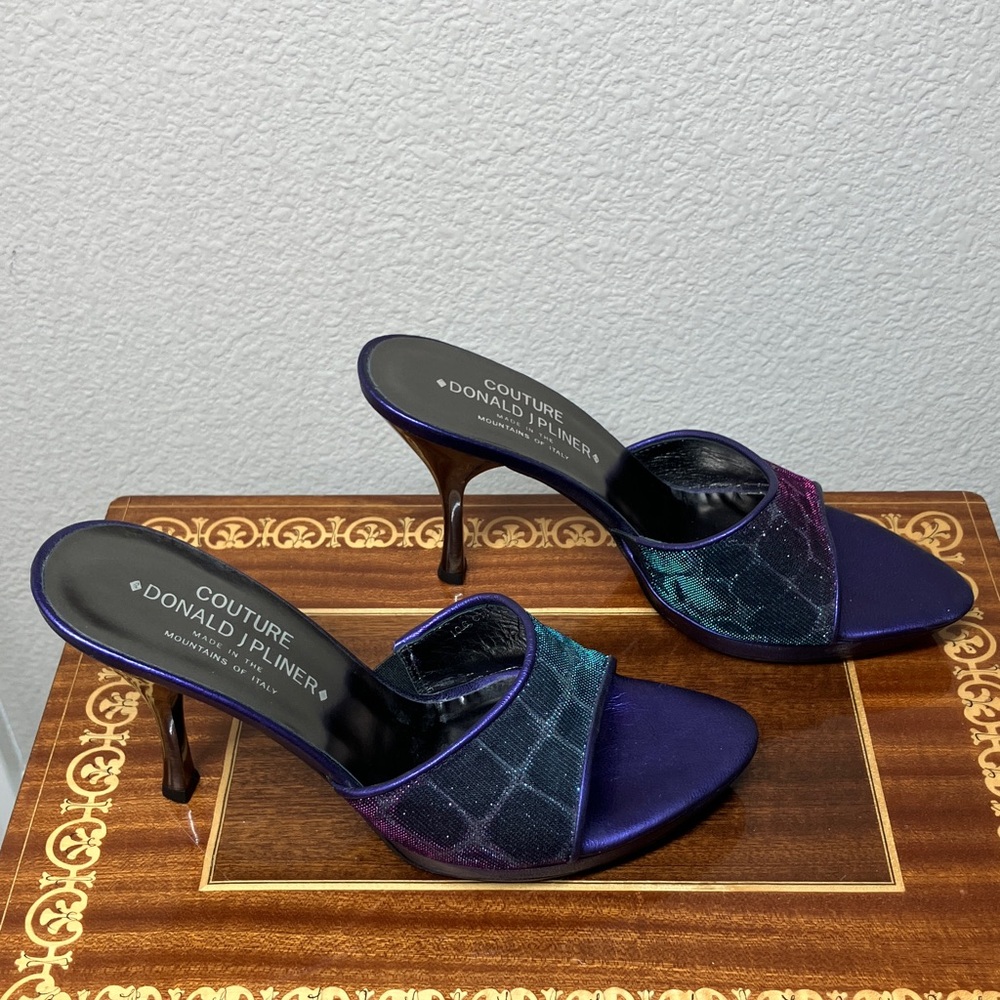 New Donald Pliner 8 Heels purple black fuchsia turquoise luminescent